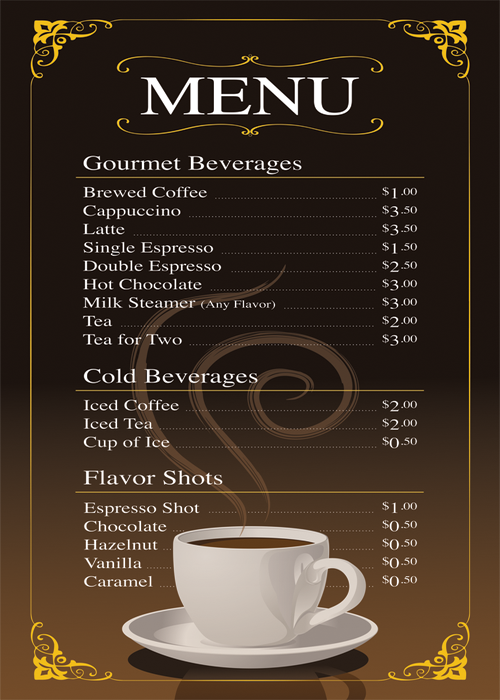 coffee menu list