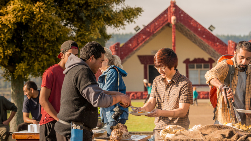 locals meeting and eating